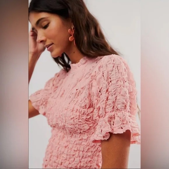 Free People Amour Boho Chic Pink Ruched Medium - Picture 1 of 9